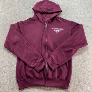 Mustang Classics Mens Medium Burgundy Vintage Graphic Cars Full Zip Hoodie‎